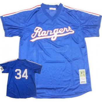 Texas Rangers #34 Nolan Ryan 1993 Mesh BP Blue Throwback Jersey