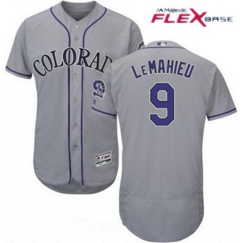 Men's Colorado Rockies #9 DJ LeMahieu Gray Road Stitched MLB Majestic Flex Base Jersey