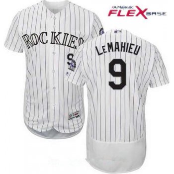 Men's Colorado Rockies #9 DJ LeMahieu White Home Stitched MLB Majestic Flex Base Jersey