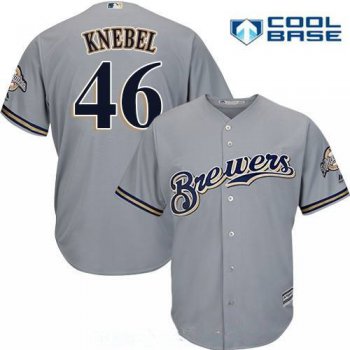 Men's Milwaukee Brewers #46 Corey Knebel Gray Road Stitched MLB Majestic Cool Base Jersey