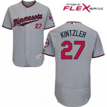 Men's Minnesota Twins #27 Brandon Kintzler Gray Road Stitched MLB Majestic Flex Base Jersey