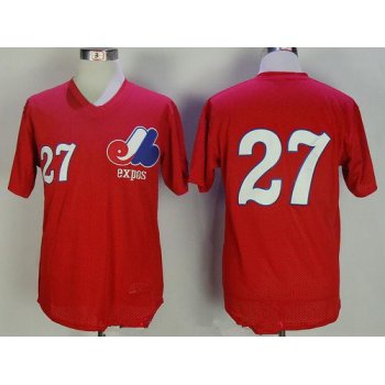 Men's Montreal Expos #27 Vladimir Guerrero Red Mesh Batting Practice Throwback Mitchell & Ness Baseball Jersey