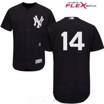 Men's New York Yankees #14 Starlin Castro Navy Blue Alternate Stitched MLB Majestic Flex Base Jersey