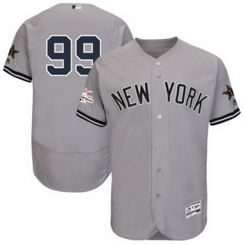 Men's New York Yankees #99 Aaron Judge Majestic Gray 2017 MLB All-Star Game Worn Stitched MLB Flex Base Jersey