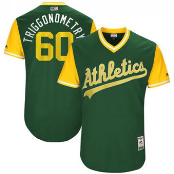 Men's Oakland Athletics Andrew Triggs Triggonometry Majestic Green 2017 Players Weekend Authentic Jersey