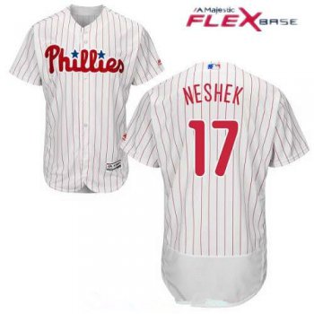 Men's Philadelphia Phillies #17 Pat Neshek White Home Stitched MLB Majestic Flex Base Jersey