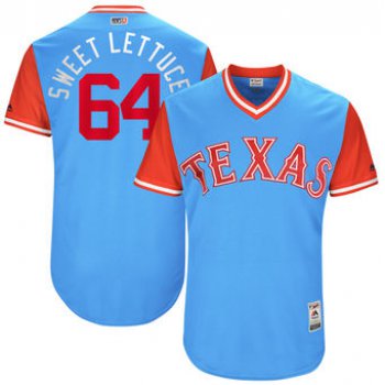 Men's Texas Rangers AJ Griffin Sweet Lettuce Majestic Light Blue 2017 Players Weekend Authentic Jersey