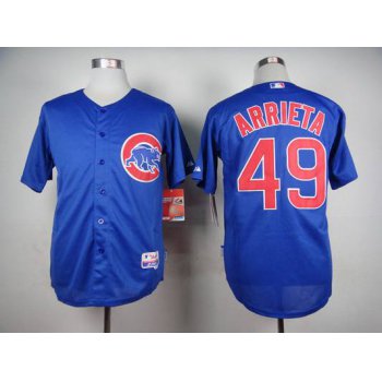 Men's Chicago Cubs #49 Jake Arrieta Blue Jersey