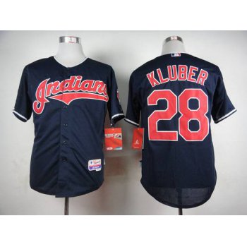 Men's Cleveland Indians #28 Corey Kluber Navy Blue Jersey