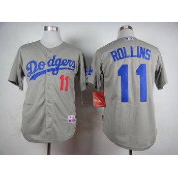 Men's Los Angeles Dodgers #11 Jimmy Rollins 2014 Gray Jersey