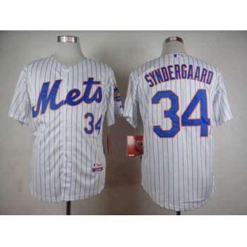 Men's New York Mets #34 Noah Syndergaard White Pinstripe Jersey