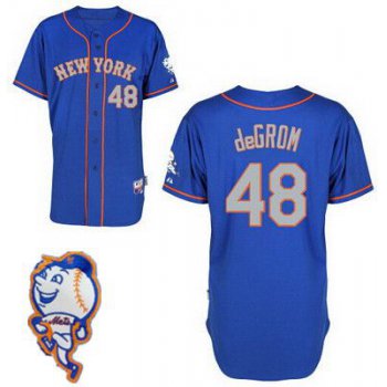 Men's New York Mets #48 Jacob DeGrom Blue With Gray Jersey W/2015 Mr. Met Patch