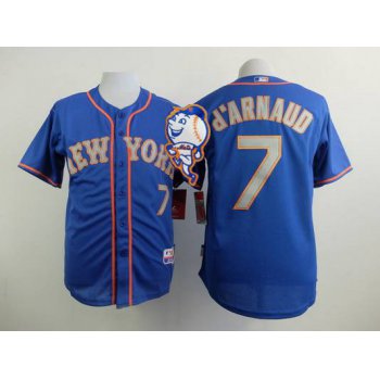 Men's New York Mets #7 Travis D'Arnaud Blue With Gray Jersey W2/015 Mr. Met Patch