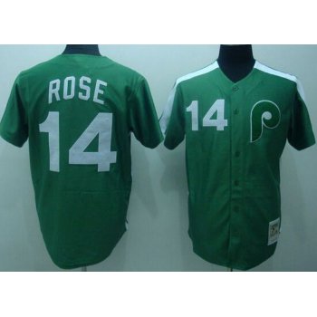 Men's Philadelphia Phillies #14 Pete Rose 1976 Green Mitchell & Ness Throwback Jersey