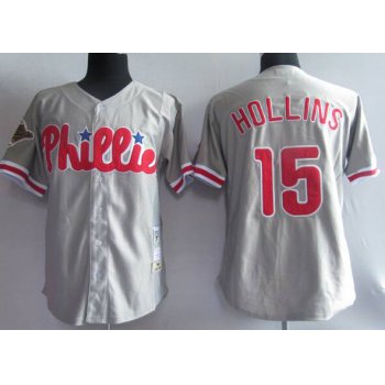 Men's Philadelphia Phillies #15 Dave Hollins Gray Mitchell & Ness Throwback Jersey