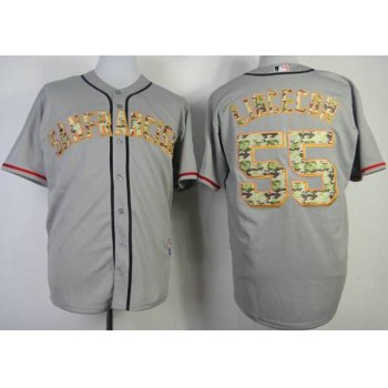 Men's San Francisco Giants #55 Tim Lincecum Gray With Camo Jersey