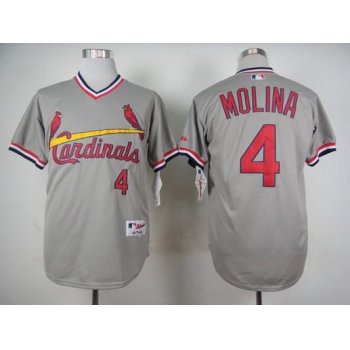 Men's St. Louis Cardinals #4 Yadier Molina 1978 Gray Pullover Jersey