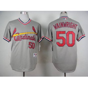 Men's St. Louis Cardinals #50 Adam Wainwright 1978 Gray Pullover Jersey