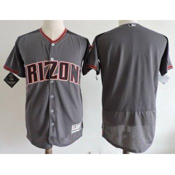 Men's Arizona Diamondbacks Blank Gray 2017 Road Brick Stitched MLB Majestic Flex Base Jersey