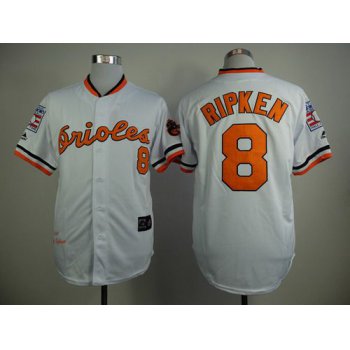 Men's Baltimore Orioles #8 Cal Ripken 1970 Hall of Fame White Throwback Jersey