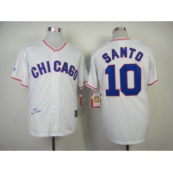 Men's Chicago Cubs #10 Ron Santo 1968 White Majestic Throwback Jersey