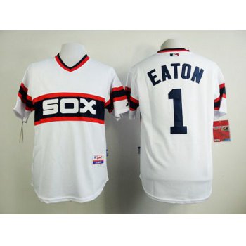 Men's Chicago White Sox #1 Adam Eaton 1983 White Pullover Jersey