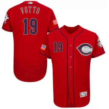 Men's Cincinnati Cincinnati Reds Joey Votto Majestic Fashion Stars & Stripes FlexBase Player Jersey - Scarlet