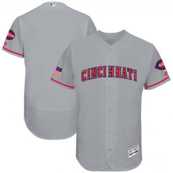 Men's Cincinnati Cincinnati Reds Majestic 2017 Stars & Stripes Authentic Collection FlexBase Team Jersey - Gray