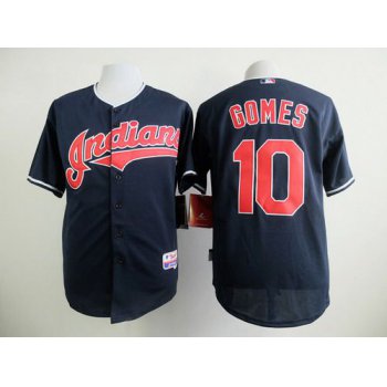 Men's Cleveland Indians #10 Yan Gomes Navy Blue Jersey