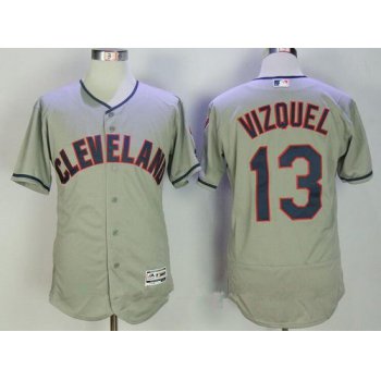 Men's Cleveland Indians #13 Omar Vizquel Retired Gray Road Stitched MLB Majestic Flex Base Jersey