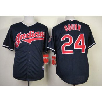 Men's Cleveland Indians #24 Michael Bourn Navy Blue Jersey