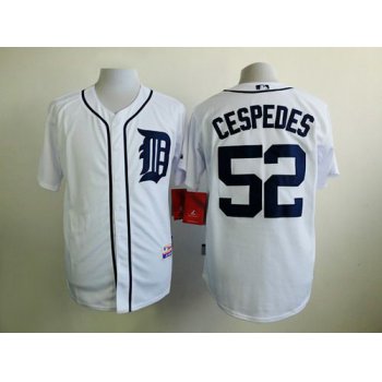 Men's Detroit Tigers #52 Yoenis Cespedes White Jersey