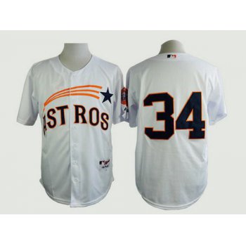 Men's Houston Astros #34 Nolan Ryan 1972 White Turn Back The Clock Jersey