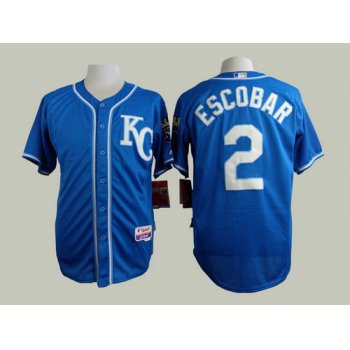 Men's Kansas City Royals #2 Alcides Escobar 2014 Blue Jersey