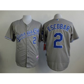 Men's Kansas City Royals #2 Alcides Escobar Gray Jersey