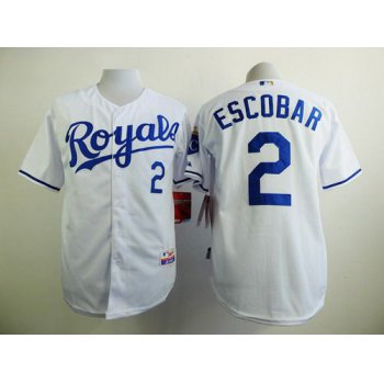 Men's Kansas City Royals #2 Alcides Escobar White Jersey