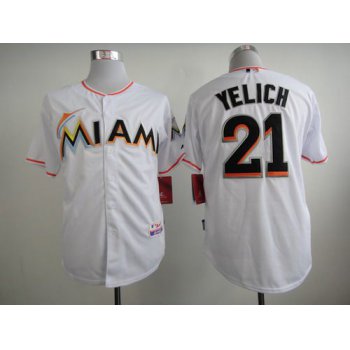 Men's Miami Marlins #21 Christian Yelich White Jersey