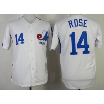 Men's Montreal Expos #14 Pete Rose 1982 White Mitchell & Ness Jersey