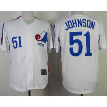 Men's Montreal Expos #51 Randy Johnson 1982 White Mitchell & Ness Jersey