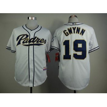 Men's San Diego Padres #19 Tony Gwynn White Cool Base Jersey