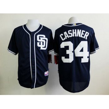 Men's San Diego Padres #34 Andrew Cashner Navy Blue Jersey