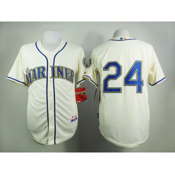 Men's Seattle Mariners #24 Ken Griffey Cream Jersey