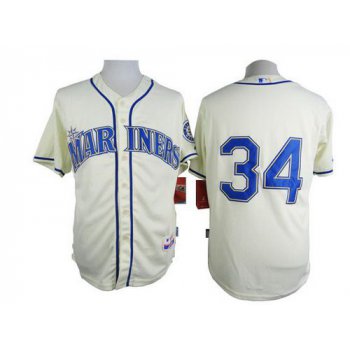 Men's Seattle Mariners #34 Felix Hernandez Cream Jersey