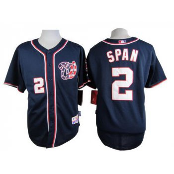 Men's Washington Nationals #2 Denard Span Navy Blue Jersey