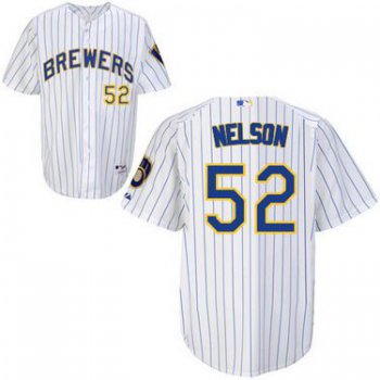 Milwaukee Brewers #52 Jimmy Nelson White Pinstripe Jersey