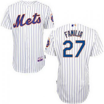 New York Mets #27 Jeurys Familia White Pinstripe Jersey