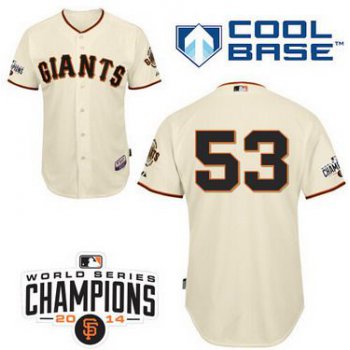 San Francisco Giants #53 Chris Heston 2014 Champions Patch Cream Jersey