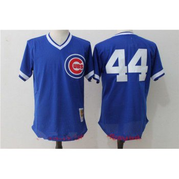 Men's Chicago Cubs #44 Anthony Rizzo Royal Blue Throwback Mesh Batting Practice Stitched MLB Mitchell & Ness Jersey