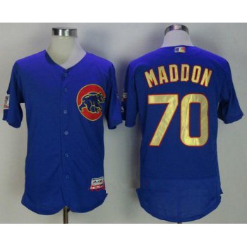 Men's Chicago Cubs #70 Joe Maddon Royal Blue World Series Champions Gold Stitched MLB Majestic 2017 Flex Base Jersey