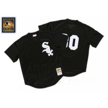 Men's Chicago White Sox #30 Tim Raines Black 1991 Throwback Mesh Batting Practice Stitched MLB Mitchell & Ness Jersey